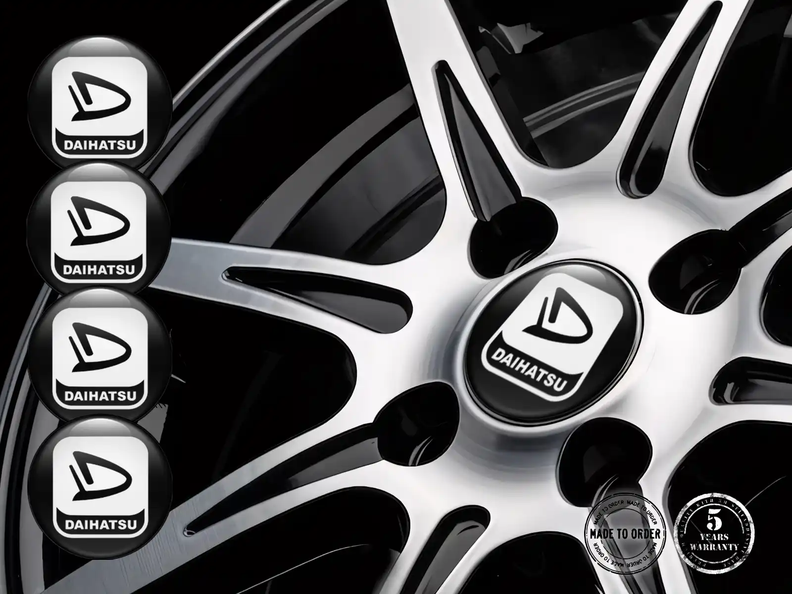 Daihatsu Version Autocollants Roue Étiquettes Résine Bombées